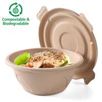 Compostable Eco friendly bamboo fiber bowl bamboo fiber pulp packaging