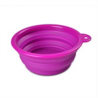 Custom Logo eco-friendly silicone folding collapsible travel dog bowl with hook portable pet dog feeder dog dishes