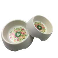 Flower printed eco and bio plant fiber pet bowls